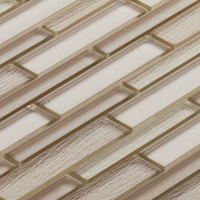 Sample - TDH505MG Metallic Glass Beige Cream Mosaic Tile