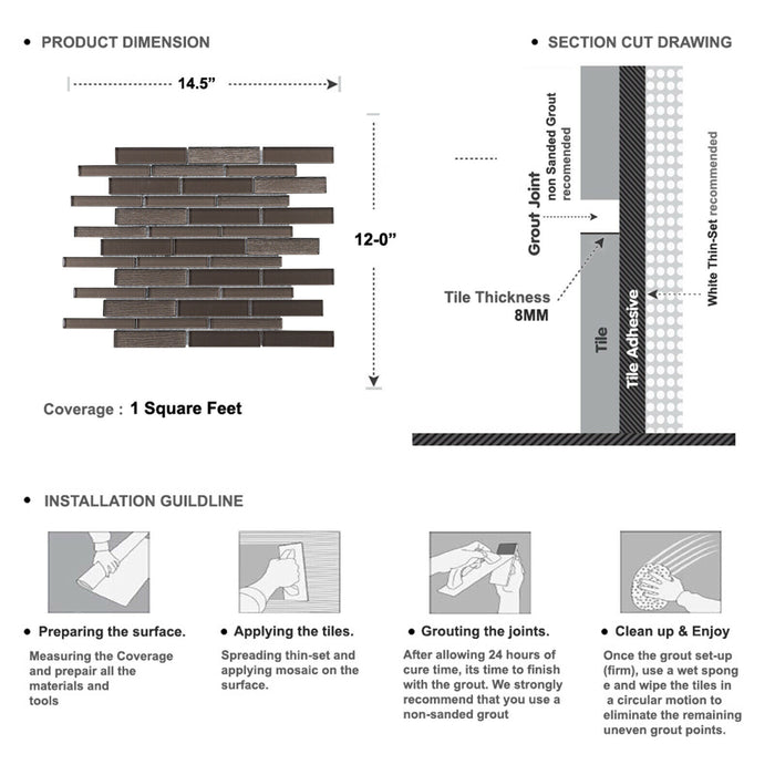 Sample - TDH498MG Metallic Glass Brown Mosaic Tile