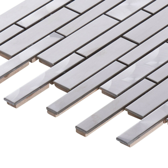 TDH509SS Stainless Steel Brushed Nickel Swirling Silver Metallic Metal Mosaic Tile