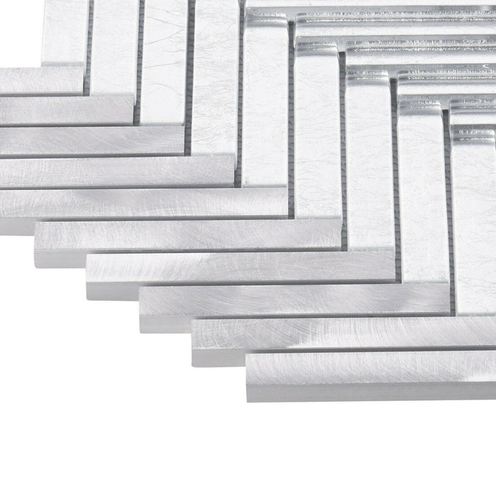 Sample - TDH519AL Aluminum Glass Silver Metal Metallic Mosaic Tile