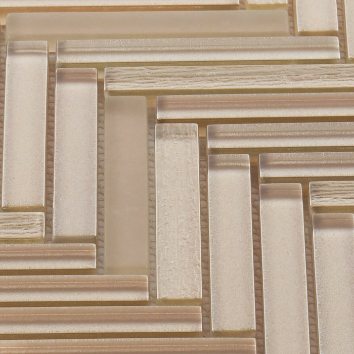 Sample - TDH516MG Metallic Glass Beige Mosaic Tile