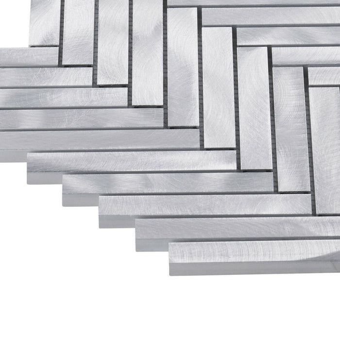 Sample - TDH390AL Aluminum Metal Silver Metallic Mosaic Tile