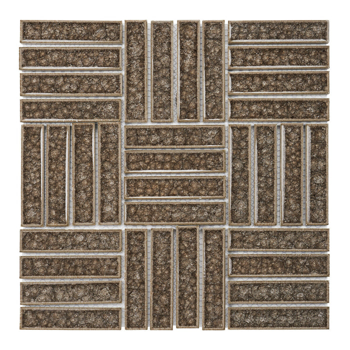 TDH265CG Crackle Glass Beige Brown Mosaic Tile