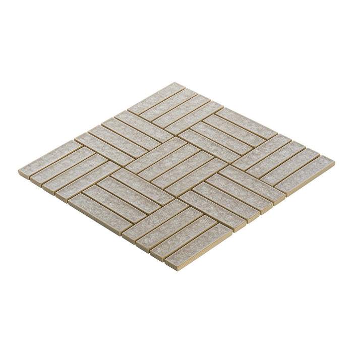 Sample - TDH275CG Crackle Glass Tan Beige Cream Mosaic Tile