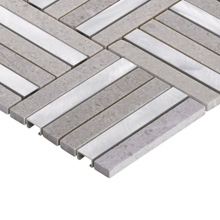 TDH353AL Aluminum Natural Stone Cinderella Gray Metallic Metal Mosaic Tile