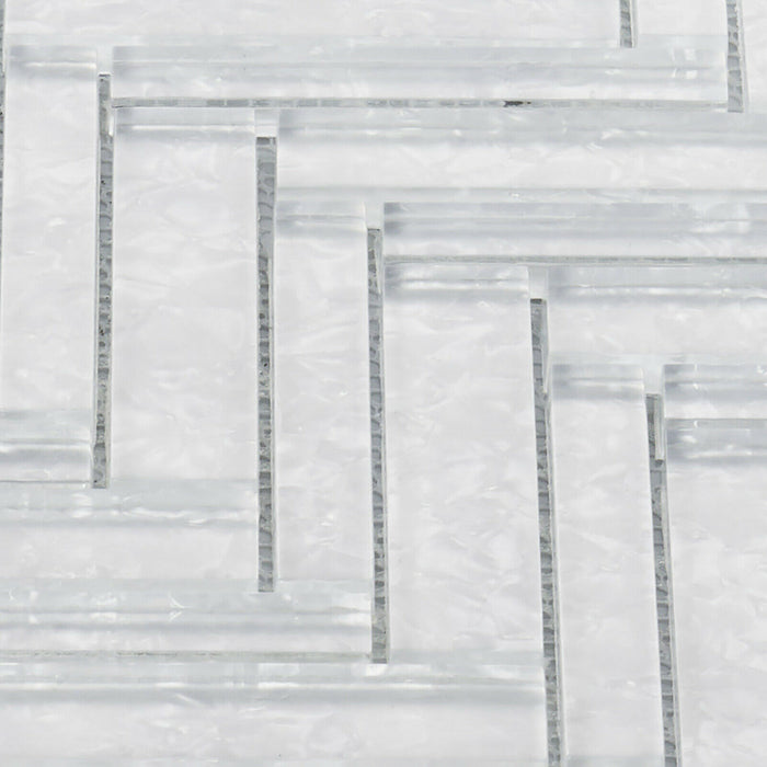 TDH417MG Crystal Glass White Iridescent Mosaic Tile