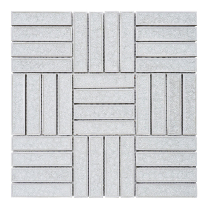 Sample - TDH264CG Crackle Glass White Mosaic Tile