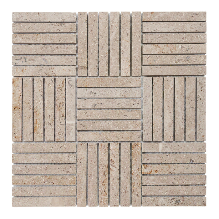 Sample - TDH364NS Natural Stone Travertine Marble Beige Sand Mosaic Tile