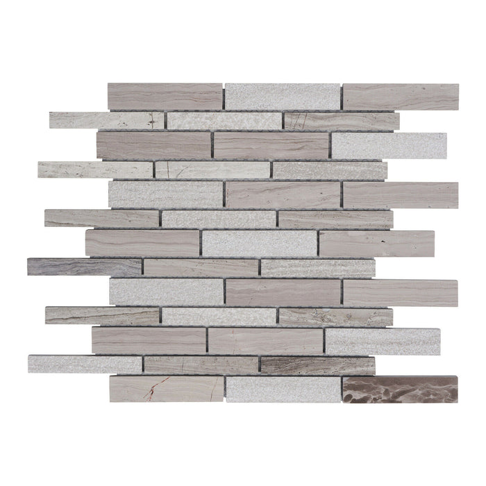 Sample - TDH481NS Natural Stone White Oak Marble Taupe Gray Mosaic Tile