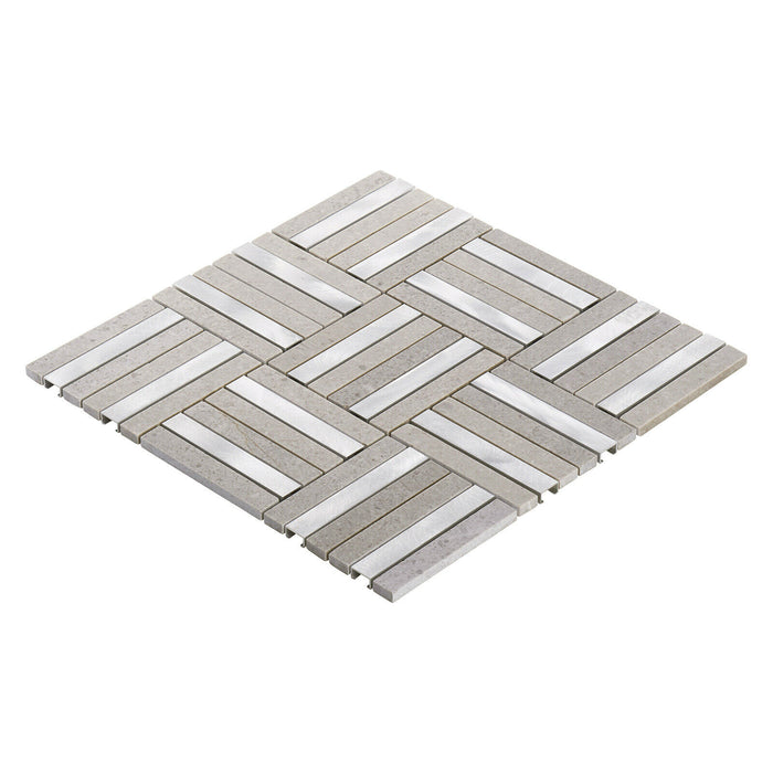 Sample - TDH353AL Aluminum Natural Stone Cinderella Gray Metallic Metal Mosaic Tile