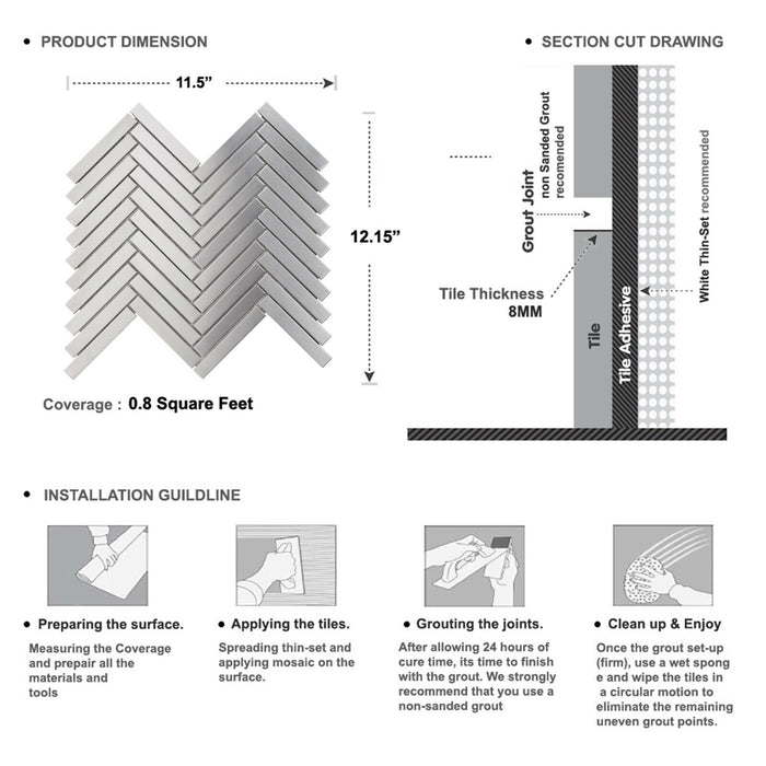 Sample - TDH388SS Stainless Steel Brushed Nickel Metallic Metal Mosaic Tile