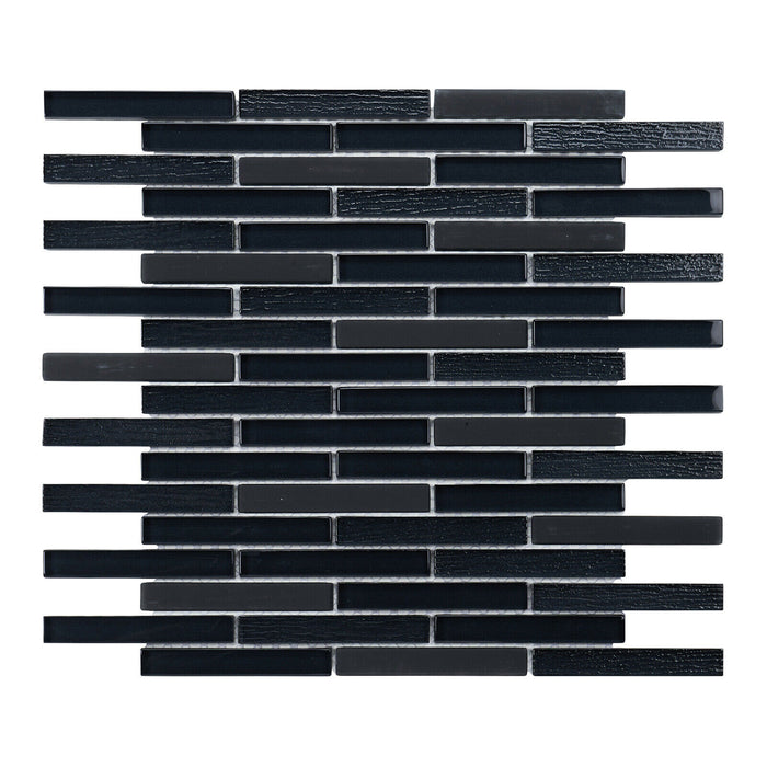 Sample - TDH320MG Matte Crystal Glass Black Mosaic Tile