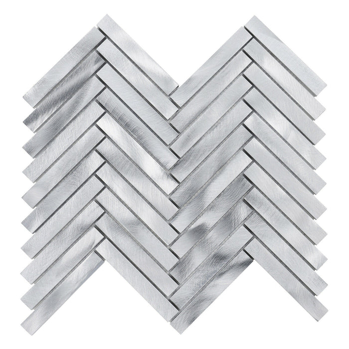 Sample - TDH390AL Aluminum Metal Silver Metallic Mosaic Tile