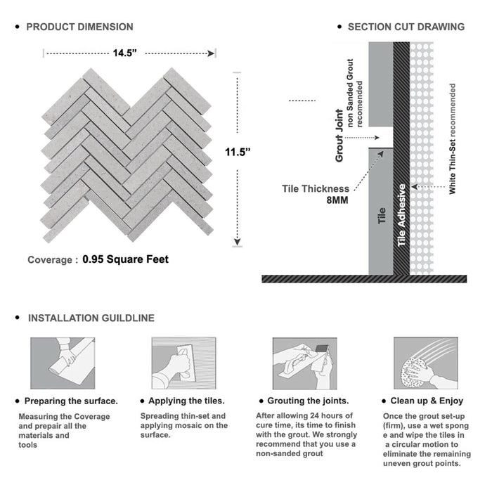 Sample - TDH403NS Natural Stone Cinderella Gray Marble Mosaic Tile