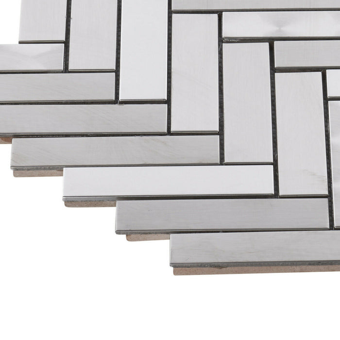 TDH524SS Stainless Steel Brushed Nickel Swirling Gray Metallic Metal Mosaic Tile