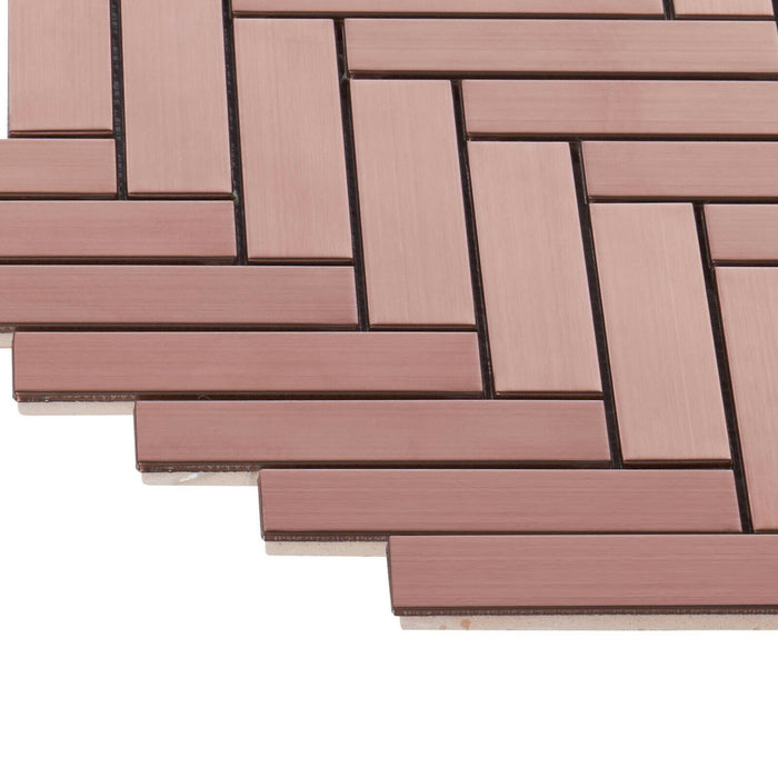 Sample - TDH281RG Stainless Steel Rose Gold Copper Metallic Metal Mosaic Tile