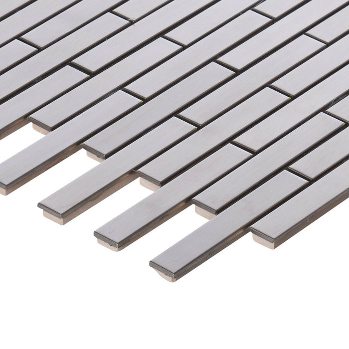 Sample - TDH326SS Stainless Steel Brushed Nickel Metallic Metal Mosaic Tile