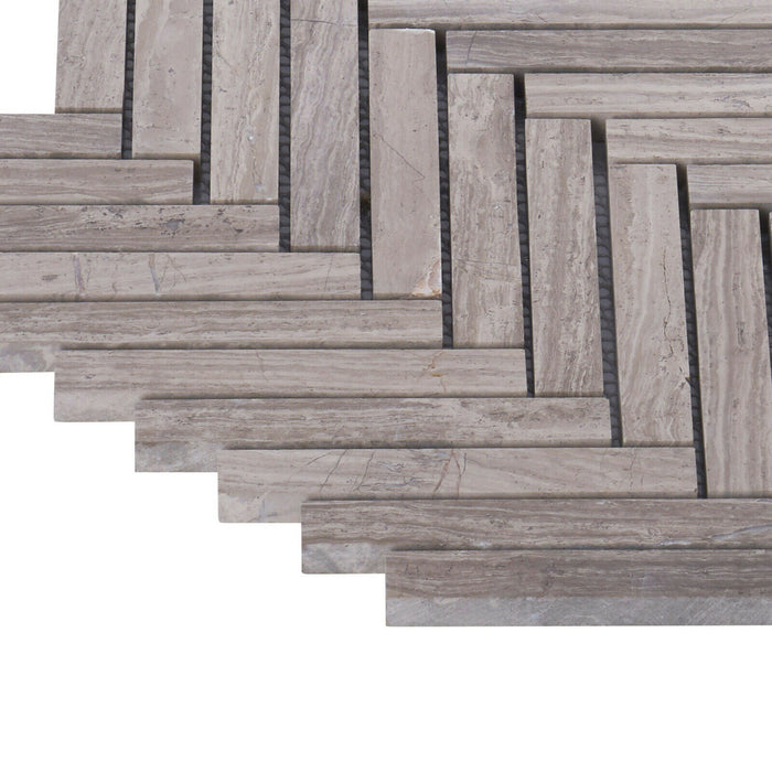 Sample - TDH382NS Natural Stone White Oak Taupe Gray Mosaic Tile