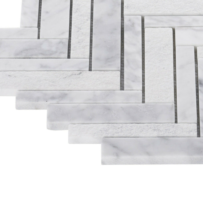 Sample - TDH398NS Natural Stone Marble Carrara White Mosaic Tile