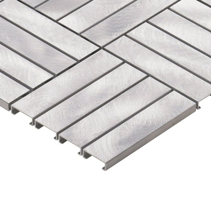 Sample - TDH273AL Aluminum Metal Silver Metallic Mosaic Tile