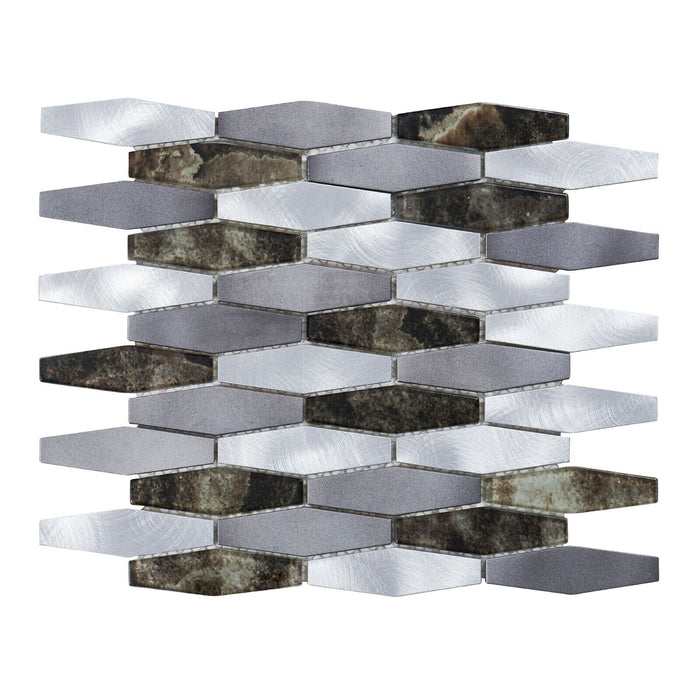 TDH36MDR Gray Aluminum Metallic Stone Glass Hexagon Mosaic Tile