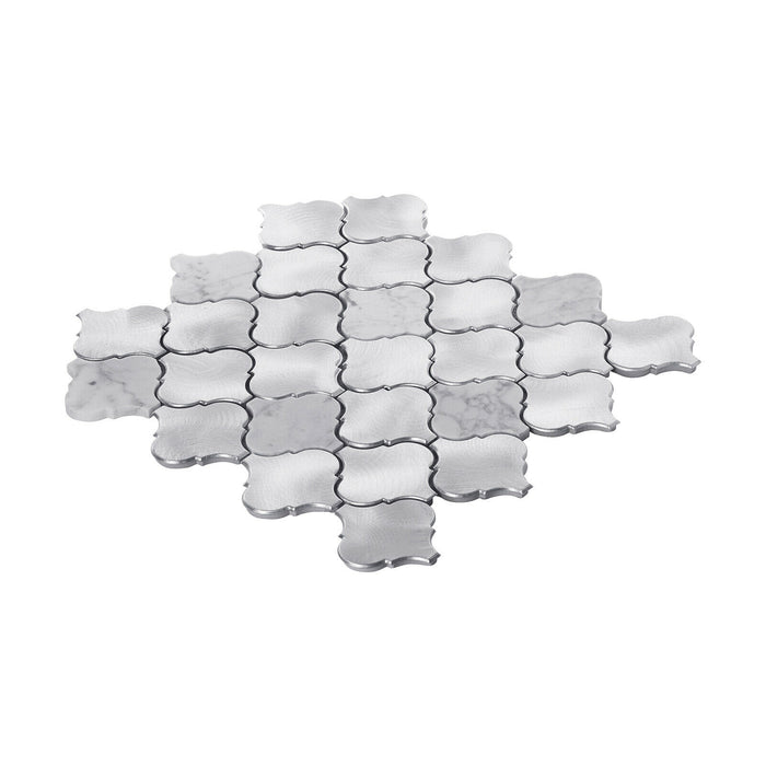 TDH41MDR White Calacatta Marble Arabesque Aluminum Metallic Mosaic Tile