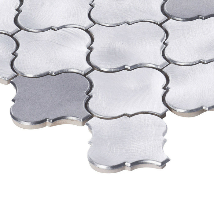 Sample - TDH42MDR Gray Silver Aluminum Metallic Arabesque Mosaic Tile