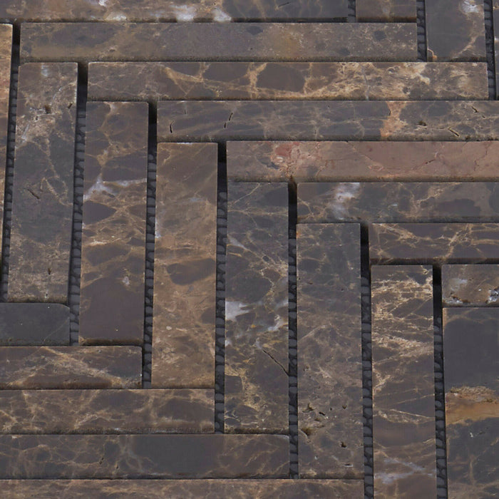 Sample - TDH384NS Natural Stone Emperador Brown Mosaic Tile