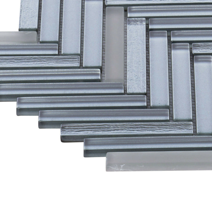 TDH521MG Metallic Glass Gray Mosaic Tile