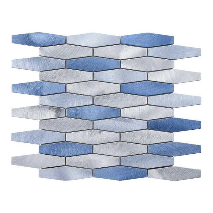 Sample - TDH53MDR Blue Silver Aluminum Metallic Hexagon Mosaic Tile
