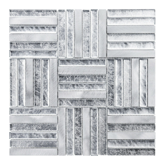 Sample - TDH378AL Aluminum Glass Silver Metal Metallic Mosaic Tile