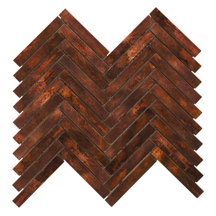 Sample - TDH389AC Antique Copper Brown Metallic Metal Mosaic Tile