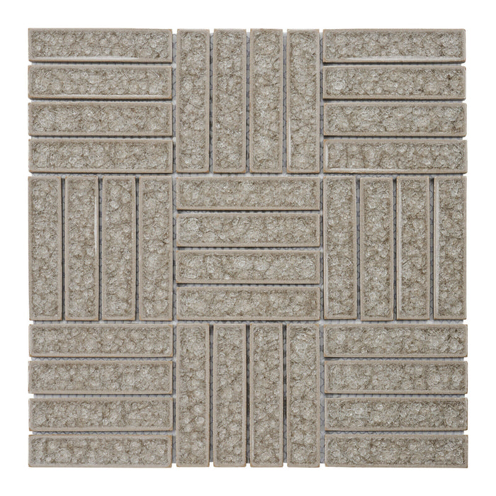 Sample - TDH275CG Crackle Glass Tan Beige Cream Mosaic Tile