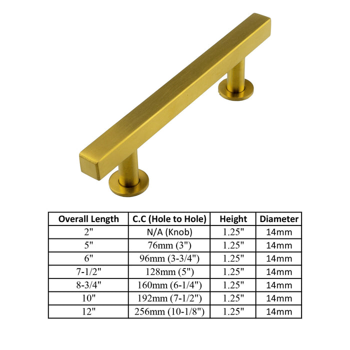 M1618 Gold Satin Brass Brushed Stainless Steel Cabinet Handle Bar Pull