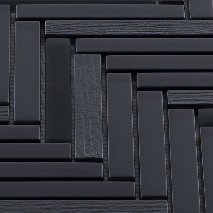 Sample - TDH392MG Metallic Glass Black Mosaic Tile