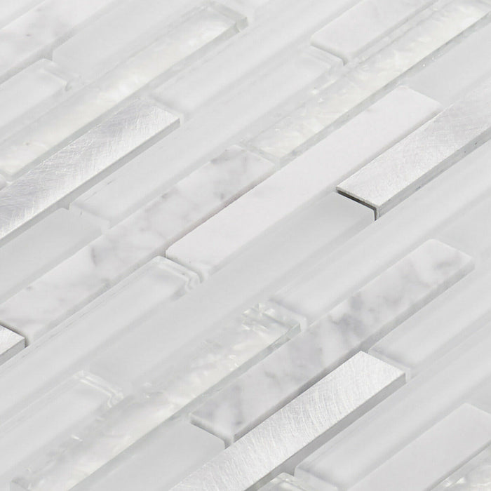 TDH321AL Aluminum Natural Stone Glass Carrara White Metallic Metal Mosaic Tile