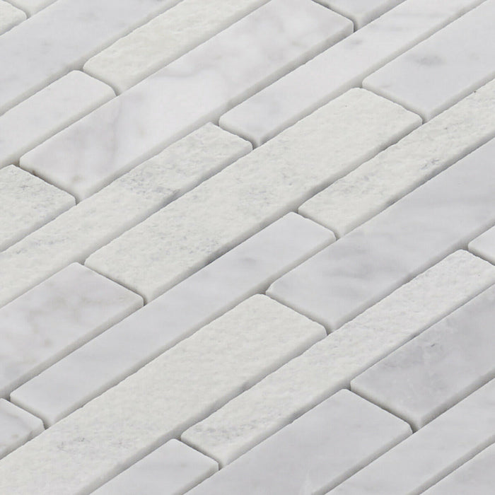 Sample - TDH476NS Natural Stone Carrara Marble White Mosaic Tile