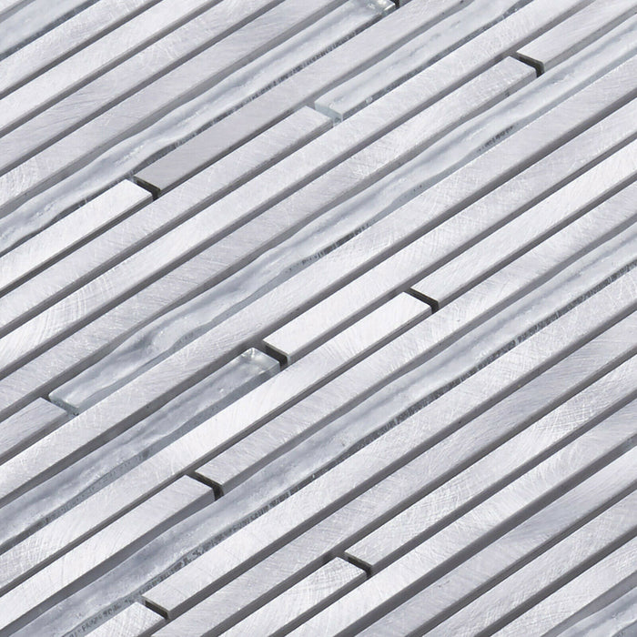 TDH513AL Aluminum Glass Silver Metallic Metal Mosaic Tile