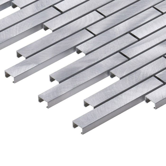 Sample - TDH330AL Aluminum Metal Silver Metallic Mosaic Tile
