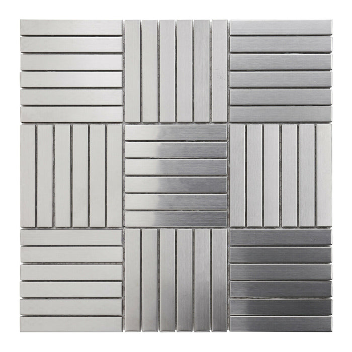 Sample - TDH358SS Stainless Steel Brushed Nickel Metallic Metal Mosaic Tile