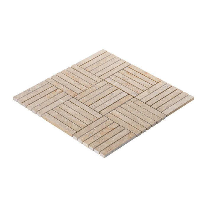 Sample - TDH364NS Natural Stone Travertine Marble Beige Sand Mosaic Tile