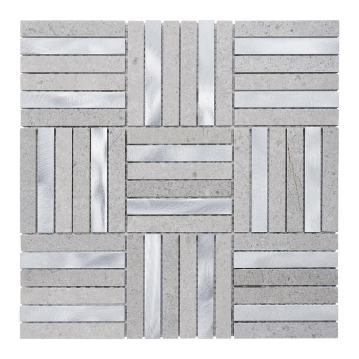 Sample - TDH353AL Aluminum Natural Stone Cinderella Gray Metallic Metal Mosaic Tile