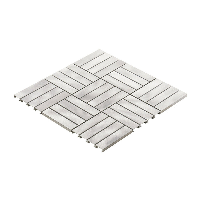 Sample - TDH273AL Aluminum Metal Silver Metallic Mosaic Tile