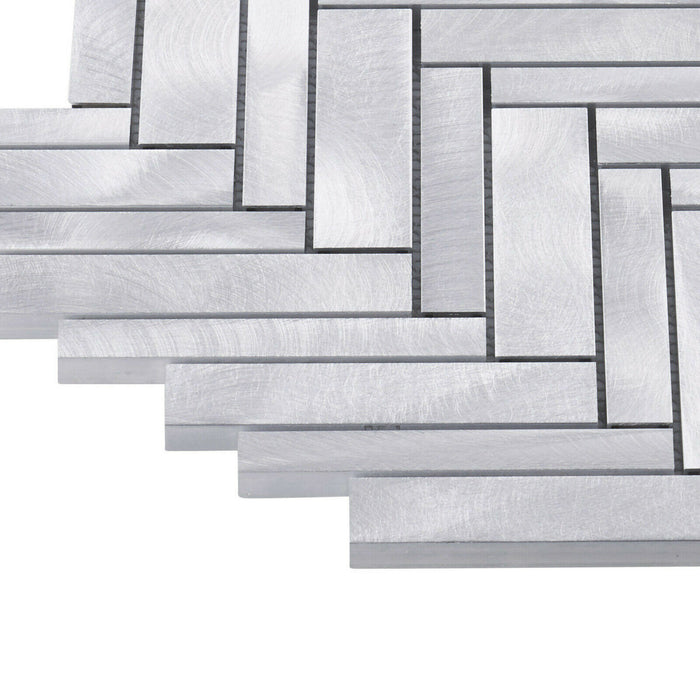 Sample - TDH408AL Aluminum Metal Silver Metallic Mosaic Tile