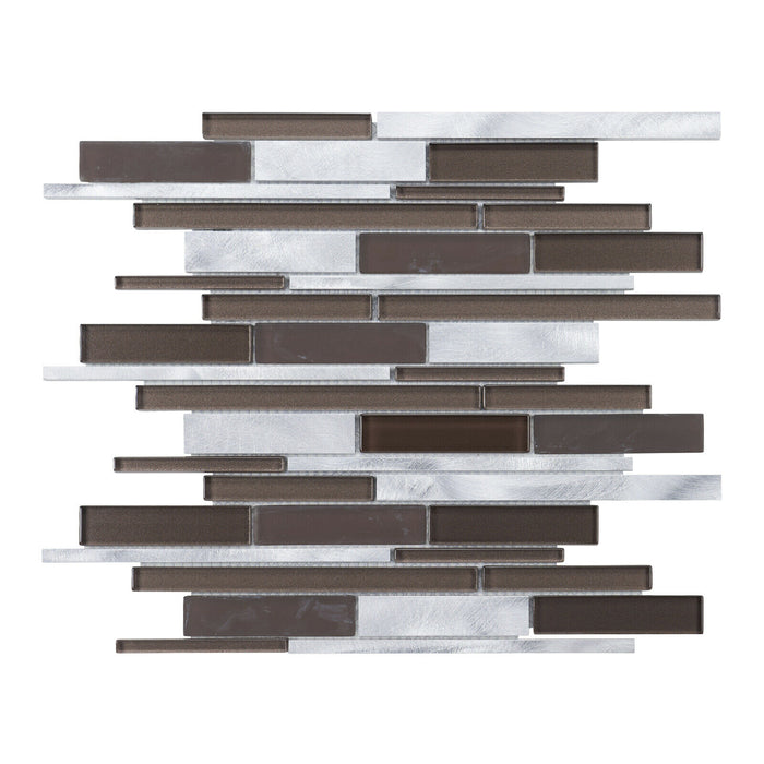 Sample - TDH425AL Aluminum Glass Brown Silver Mosaic Tile