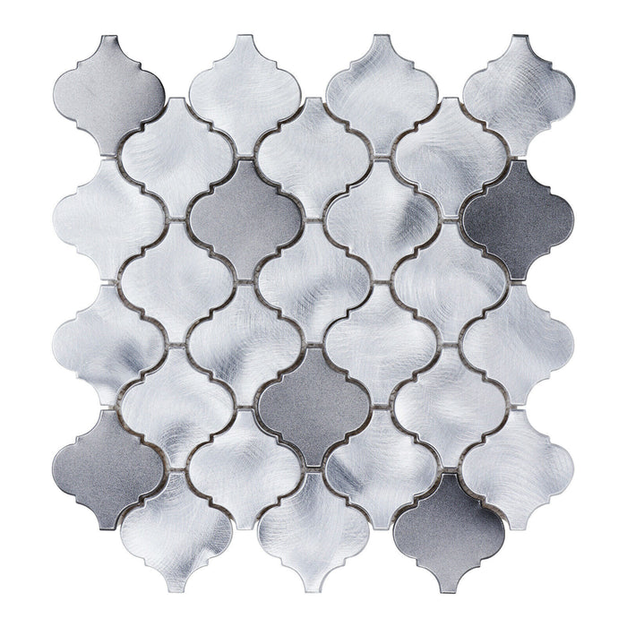 Sample - TDH42MDR Gray Silver Aluminum Metallic Arabesque Mosaic Tile