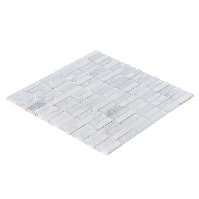 TDH8MDR White Pearl Glass Stone Mother of Pearl Stack Mosaic Tile