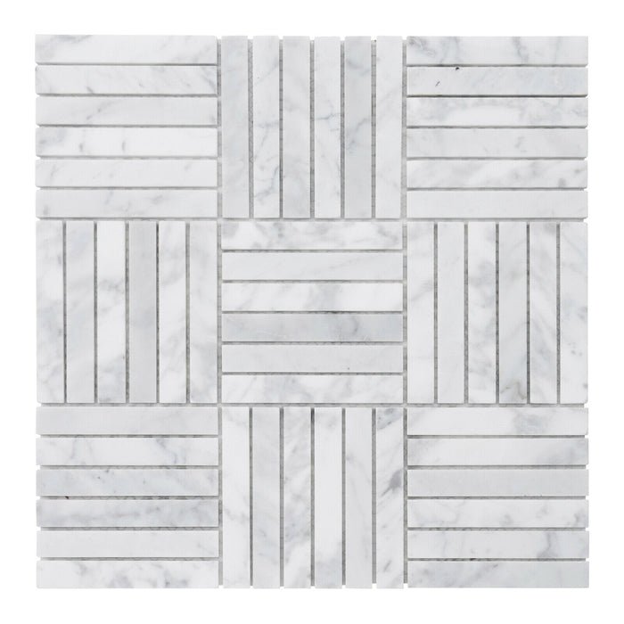 Sample - TDH350NS Natural Stone Carrara White Mosaic Tile