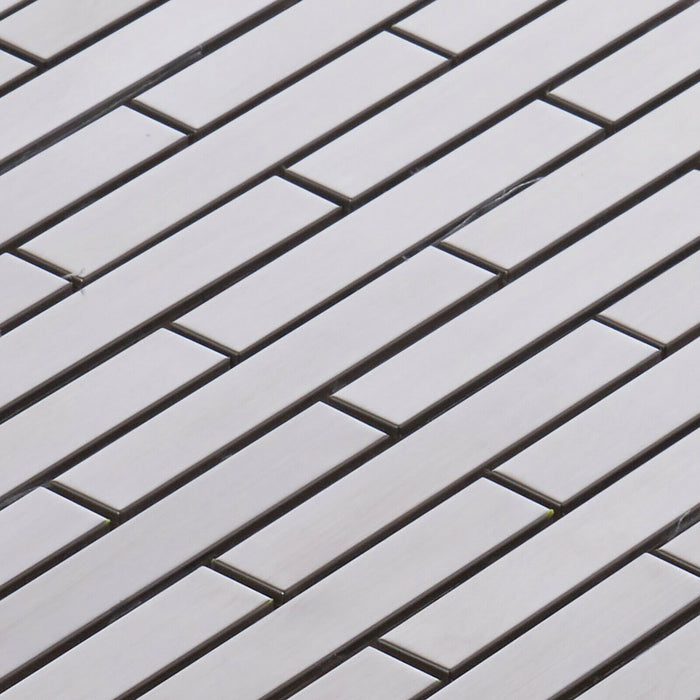 Sample - TDH326SS Stainless Steel Brushed Nickel Metallic Metal Mosaic Tile