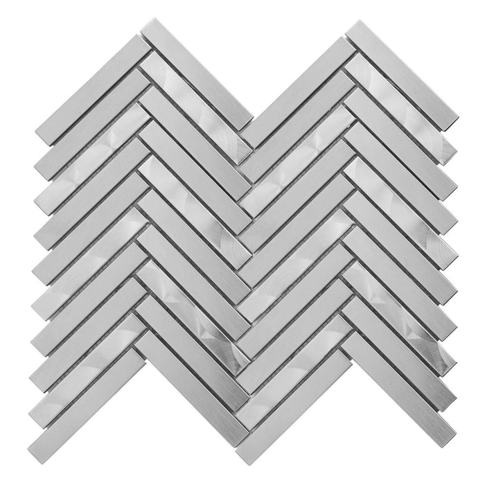 Sample - TDH395SS Stainless Steel Brushed Nickel Swirling Silver Metallic Metal Mosaic Tile